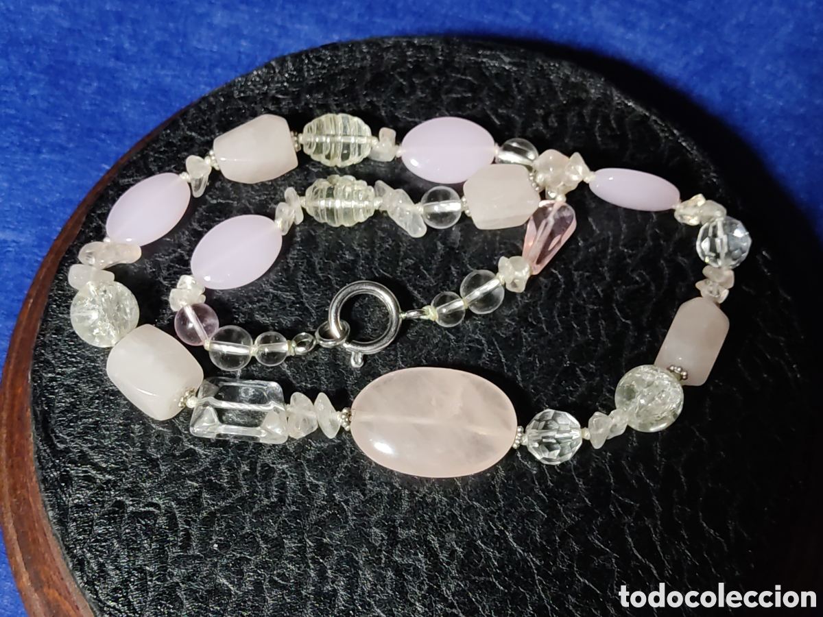 Joyeria: Collar de cuarzo rosa y cristal de roca. - Foto 3