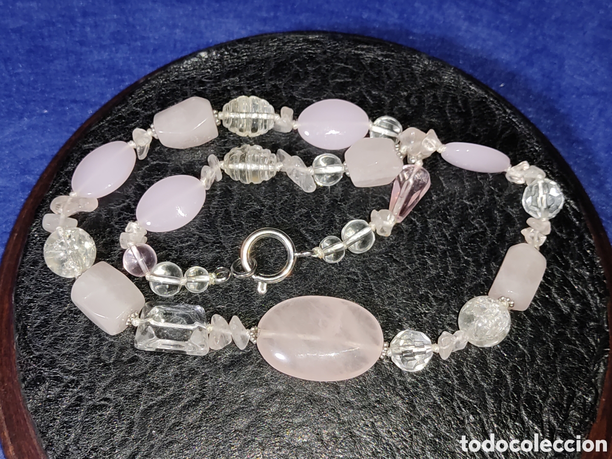 Joyeria: Collar de cuarzo rosa y cristal de roca. - Foto 4