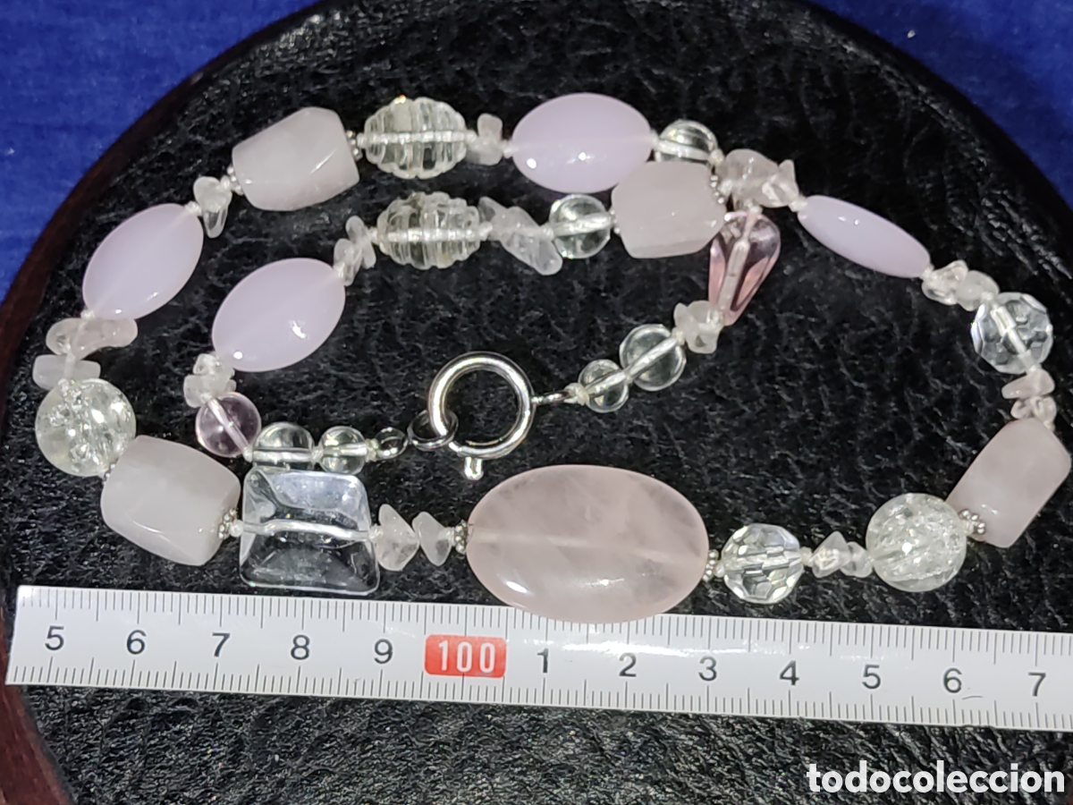Joyeria: Collar de cuarzo rosa y cristal de roca. - Foto 5