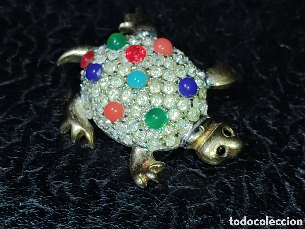 Joyeria: Broche tortuga con circonitas.Vintage. - Foto 6