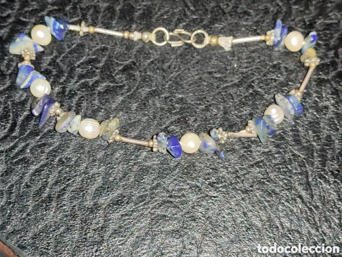 Joyeria: Pulsera de lapilazuli y perlas.Vintage. - Foto 1