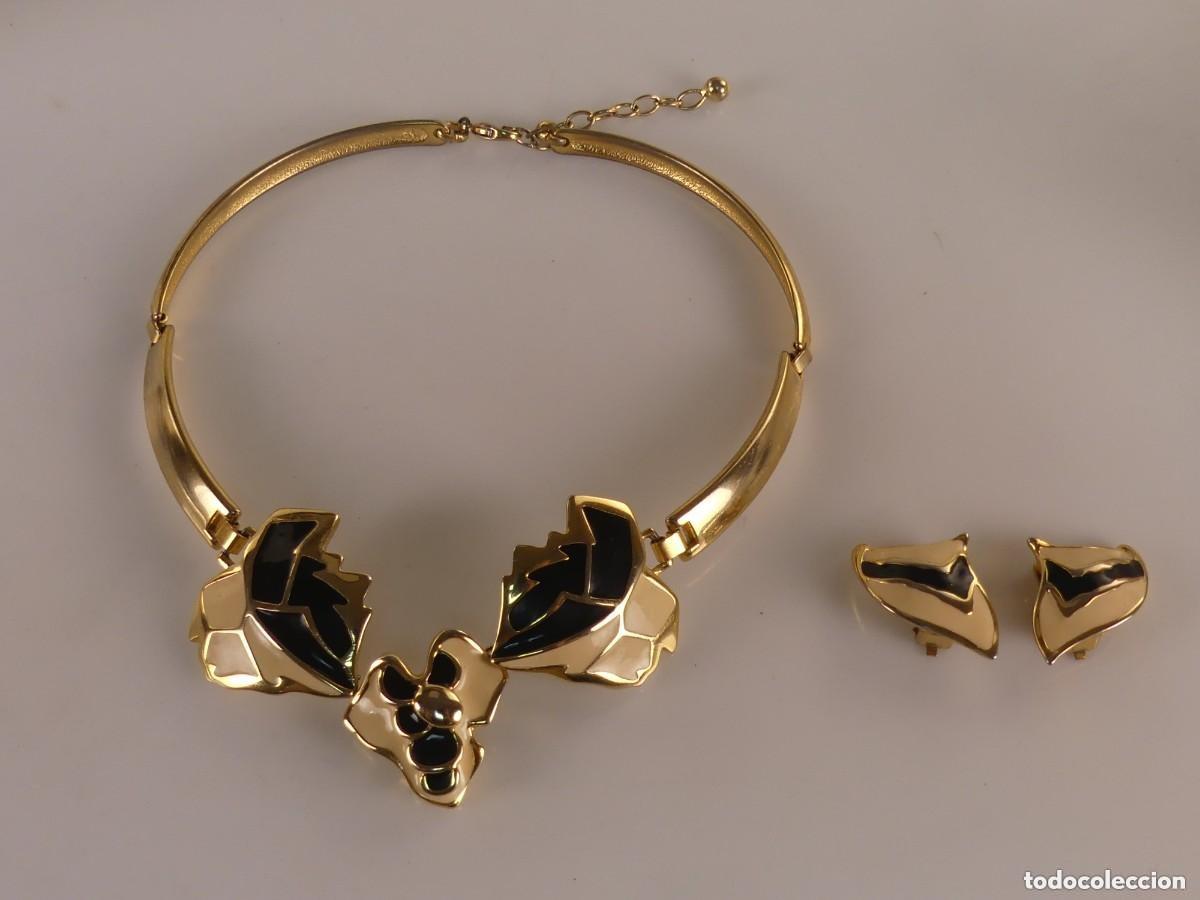 Joyeria: Conjunto de Collar Pendientes Dorados y Esmalte - Foto 2