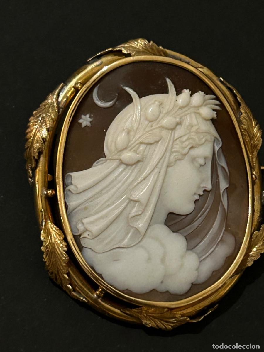 Joyeria: ANTIGUO BROCHE CAMAFEO DE CONCHA ORO - Foto 8