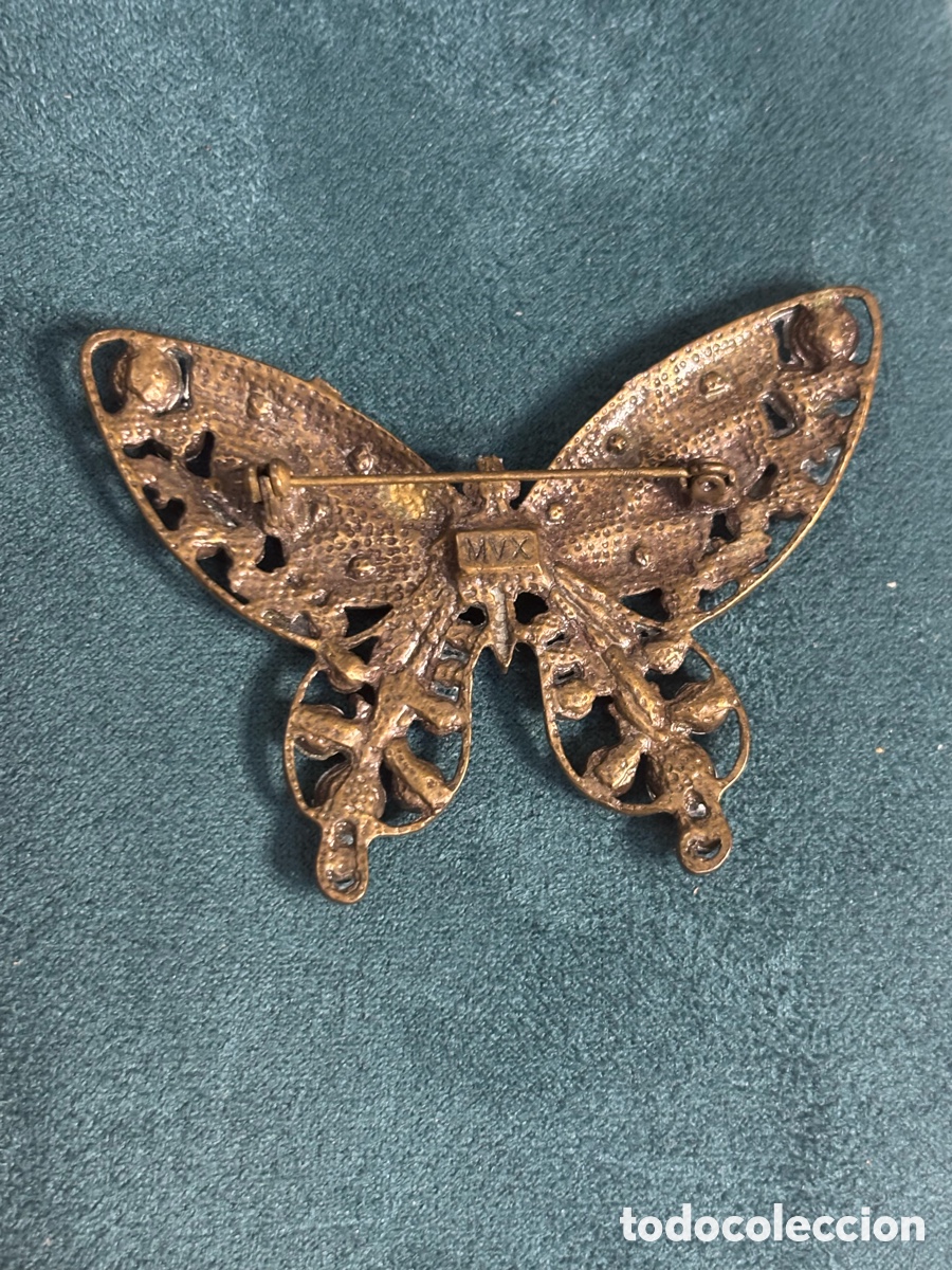 Joyeria: Broche de metal y strass mariposa - Foto 2