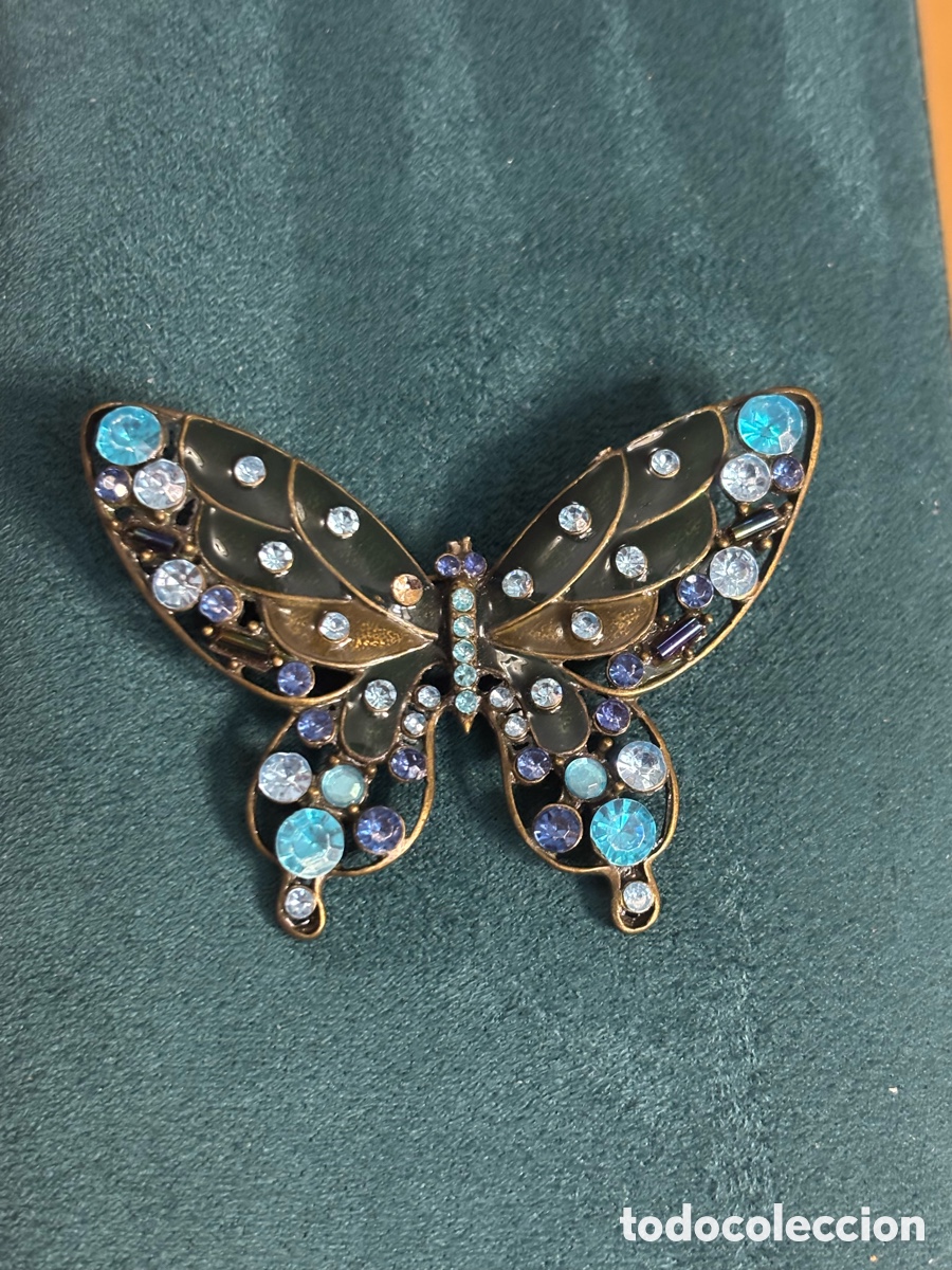 Joyeria: Broche de metal y strass mariposa - Foto 1