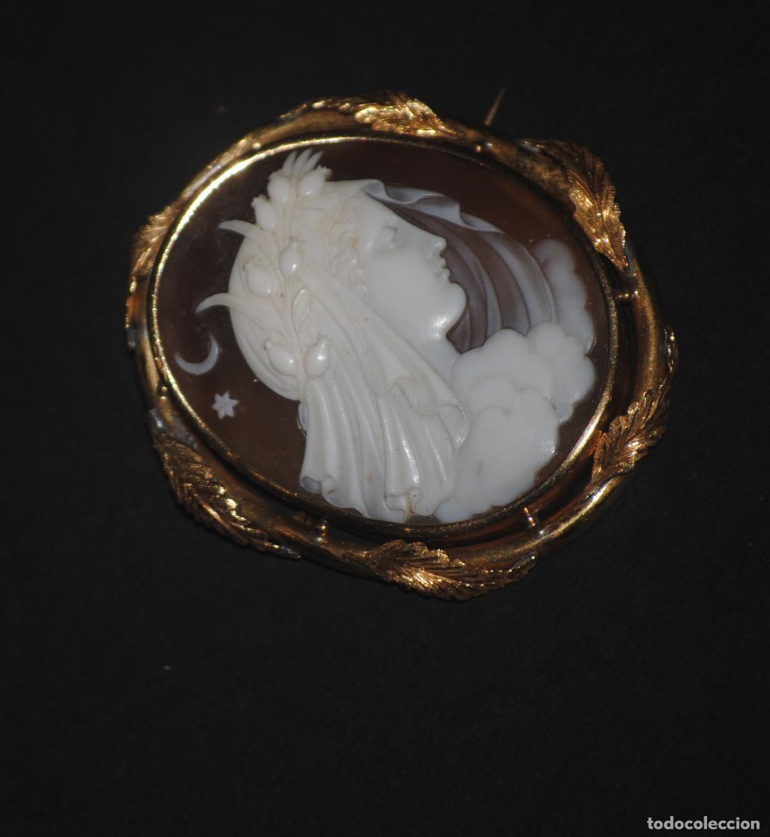 Joyeria: ANTIGUO BROCHE CAMAFEO DE CONCHA ORO - Foto 1