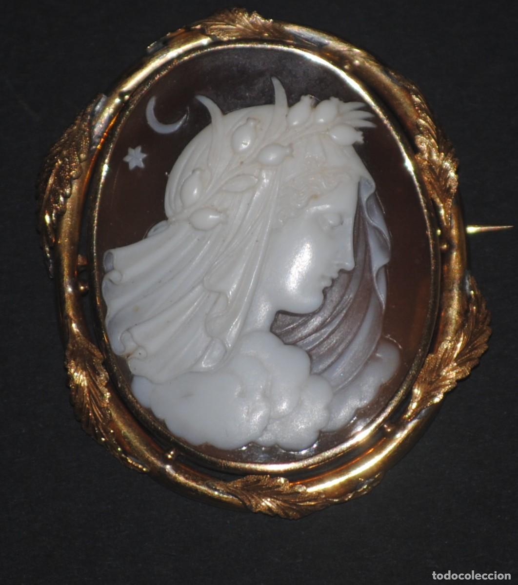 Joyeria: ANTIGUO BROCHE CAMAFEO DE CONCHA ORO - Foto 2