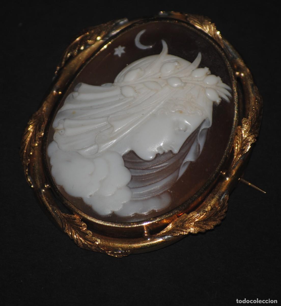 Joyeria: ANTIGUO BROCHE CAMAFEO DE CONCHA ORO - Foto 3