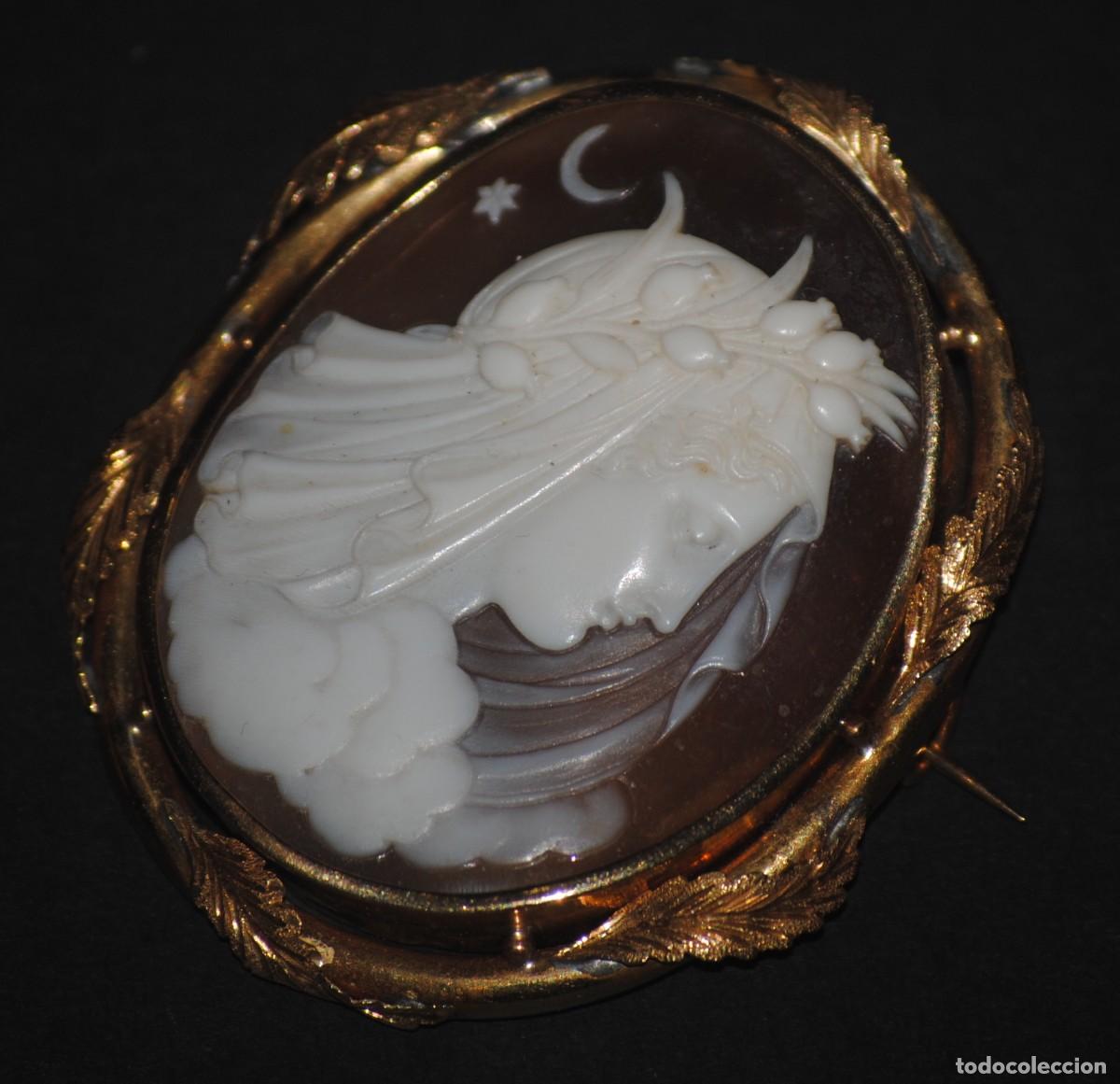 Joyeria: ANTIGUO BROCHE CAMAFEO DE CONCHA ORO - Foto 4