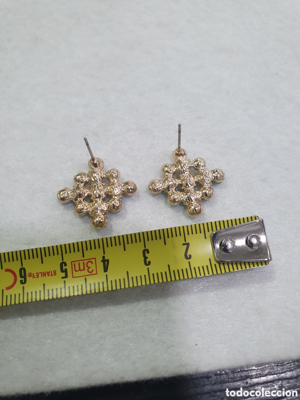 Joyeria: Pendientes dorados y azul celeste. (L100F) - Foto 2