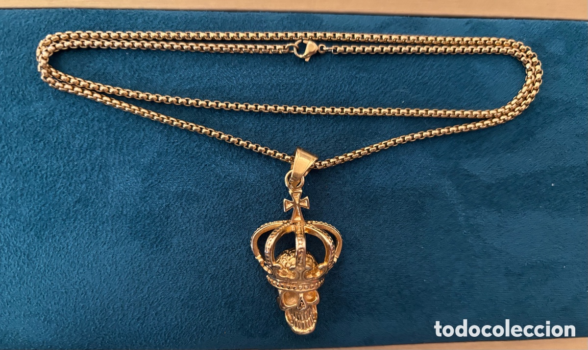 Joyeria: Collar de cadena y colgante calavera - Foto 1