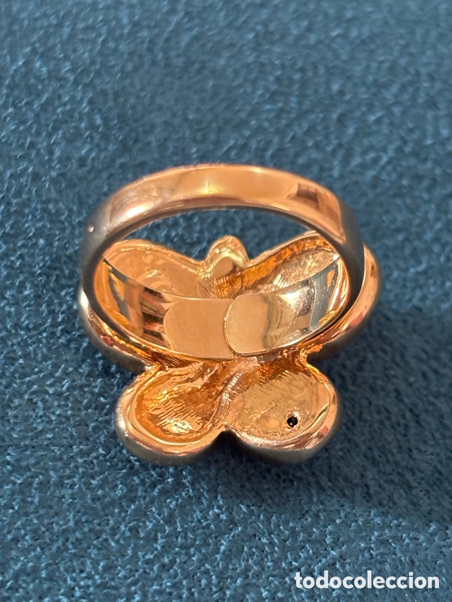 Joyeria: Anillo de metal dorado y strass - Foto 2