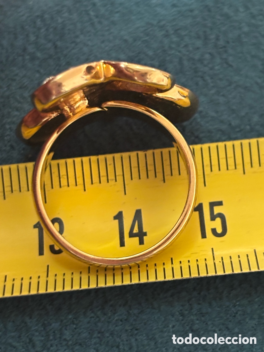 Joyeria: Anillo de metal dorado y strass - Foto 4