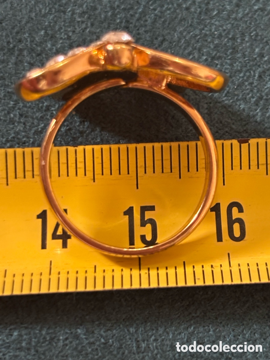 Joyeria: Anillo de metal dorado y strass - Foto 5