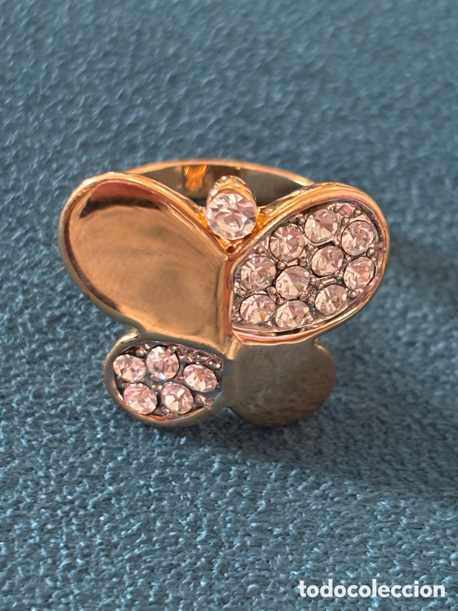 Joyeria: Anillo de metal dorado y strass - Foto 1