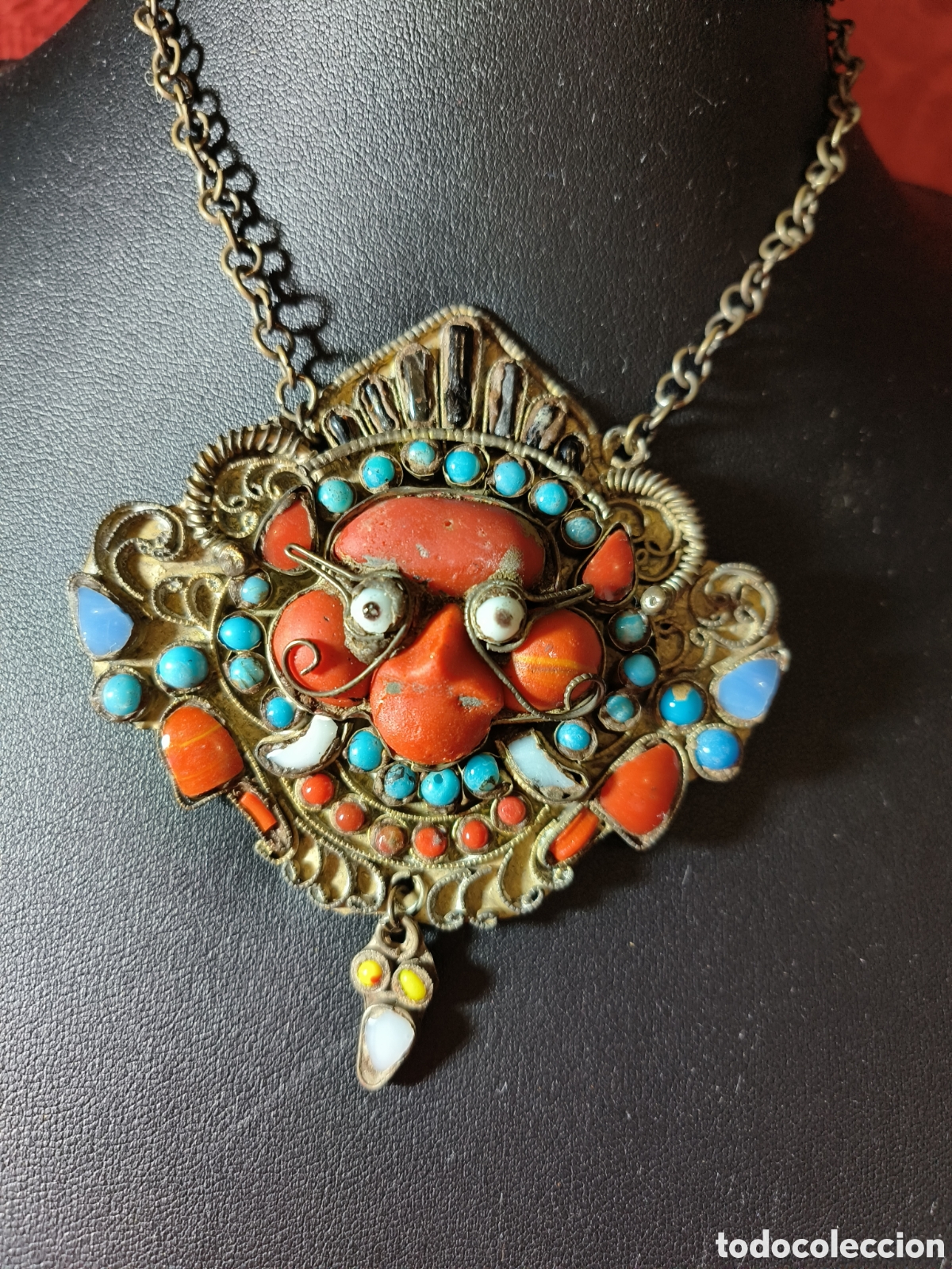 Joyeria: Coral y turquesas. Colgante muleto - Foto 2