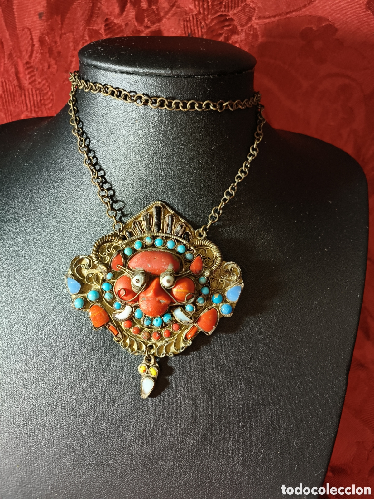 Joyeria: Coral y turquesas. Colgante muleto - Foto 1