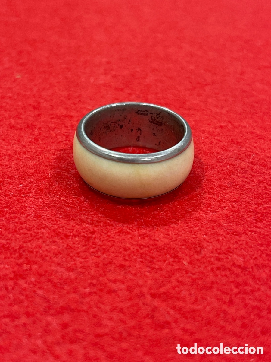 Joyeria: Anillo en plata de ley y hueso. - Foto 1