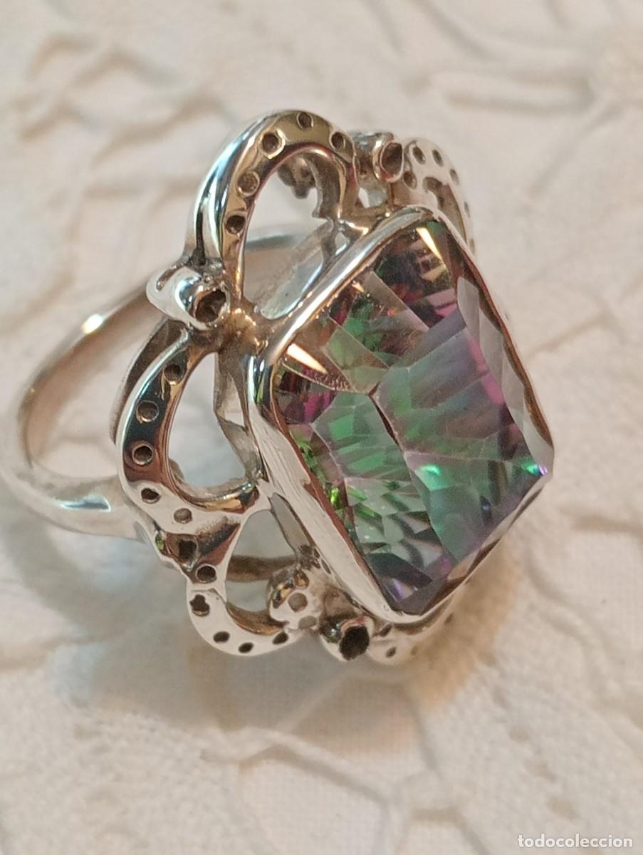 Joyeria: SORTIJA DE PLATA MACIZA Y GRAN TOPACIO M&Iacute;STICO (SIN USAR) - Foto 2