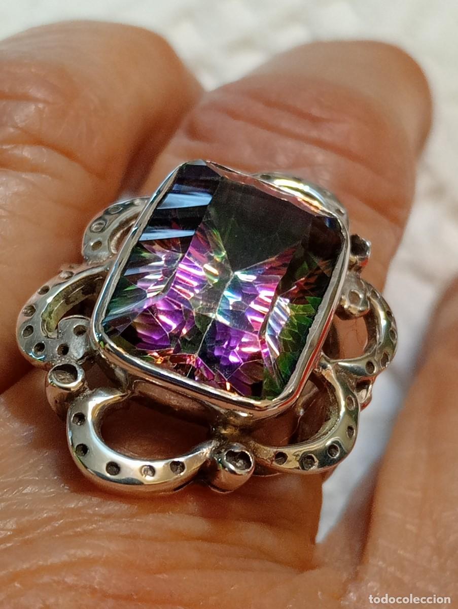 Joyeria: SORTIJA DE PLATA MACIZA Y GRAN TOPACIO M&Iacute;STICO (SIN USAR) - Foto 4