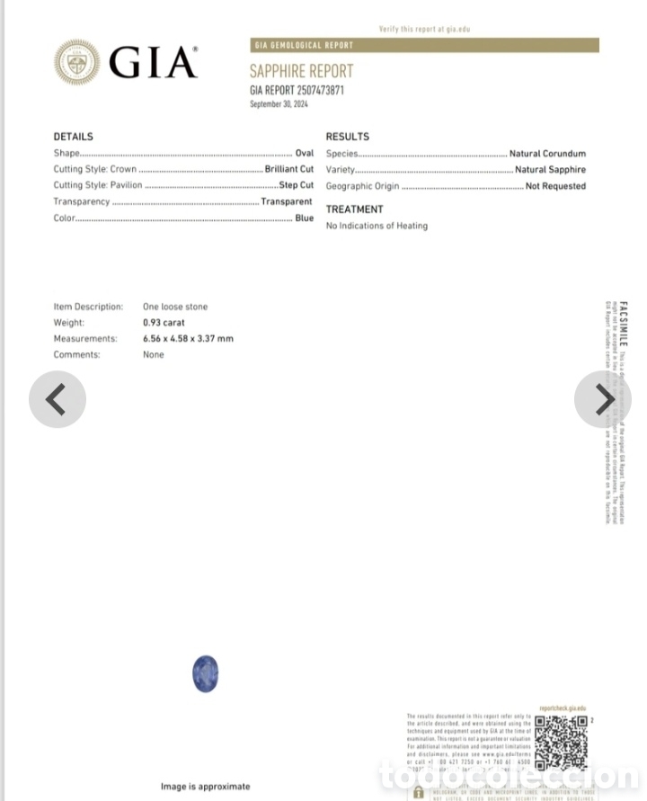 Joyeria: ZAFIRO CEYLAN 0,93 CT GIA CERTIFICADO - Foto 2