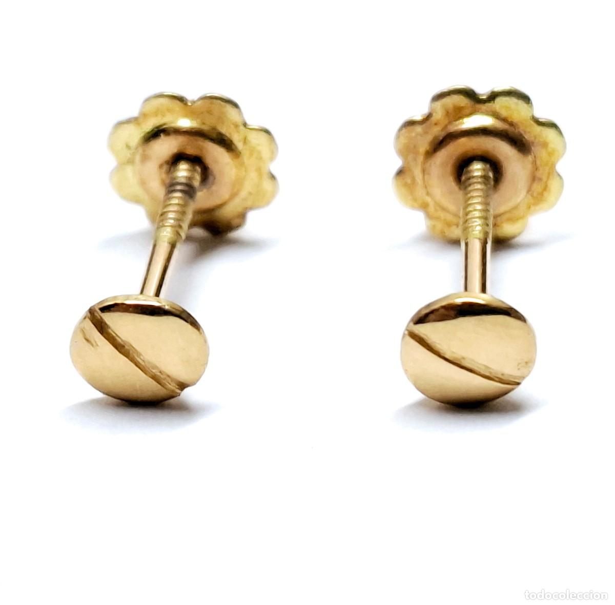 Joyeria: PENDIENTES DE BEB&Eacute; CON FORMA DE TORNILLO EN ORO DE LEY - Foto 1