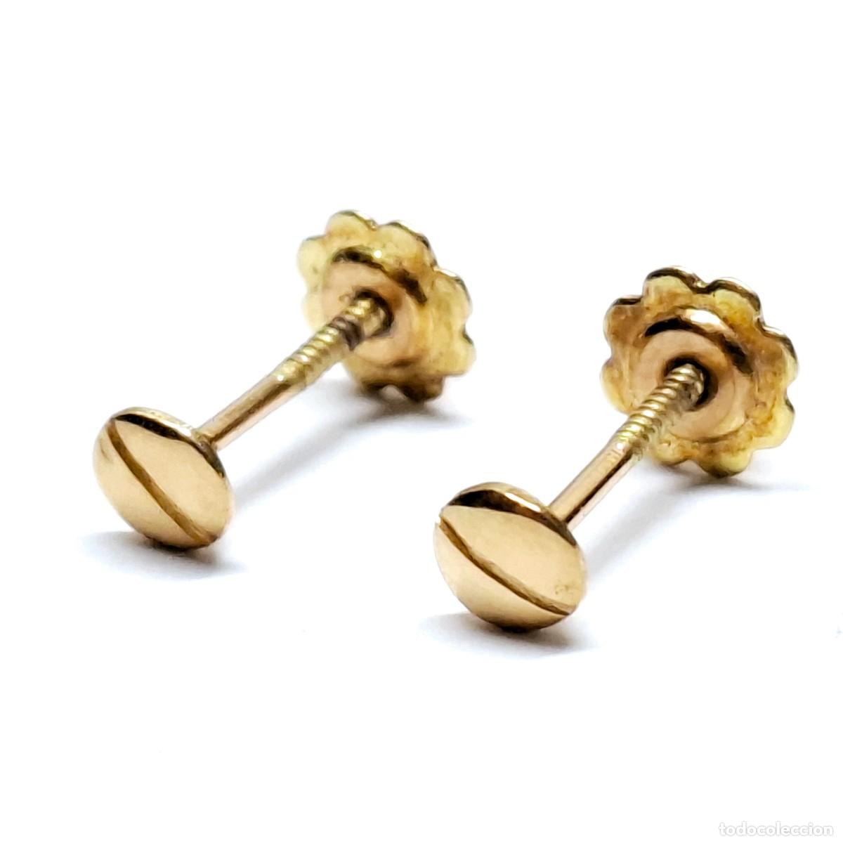 Joyeria: PENDIENTES DE BEB&Eacute; CON FORMA DE TORNILLO EN ORO DE LEY - Foto 2