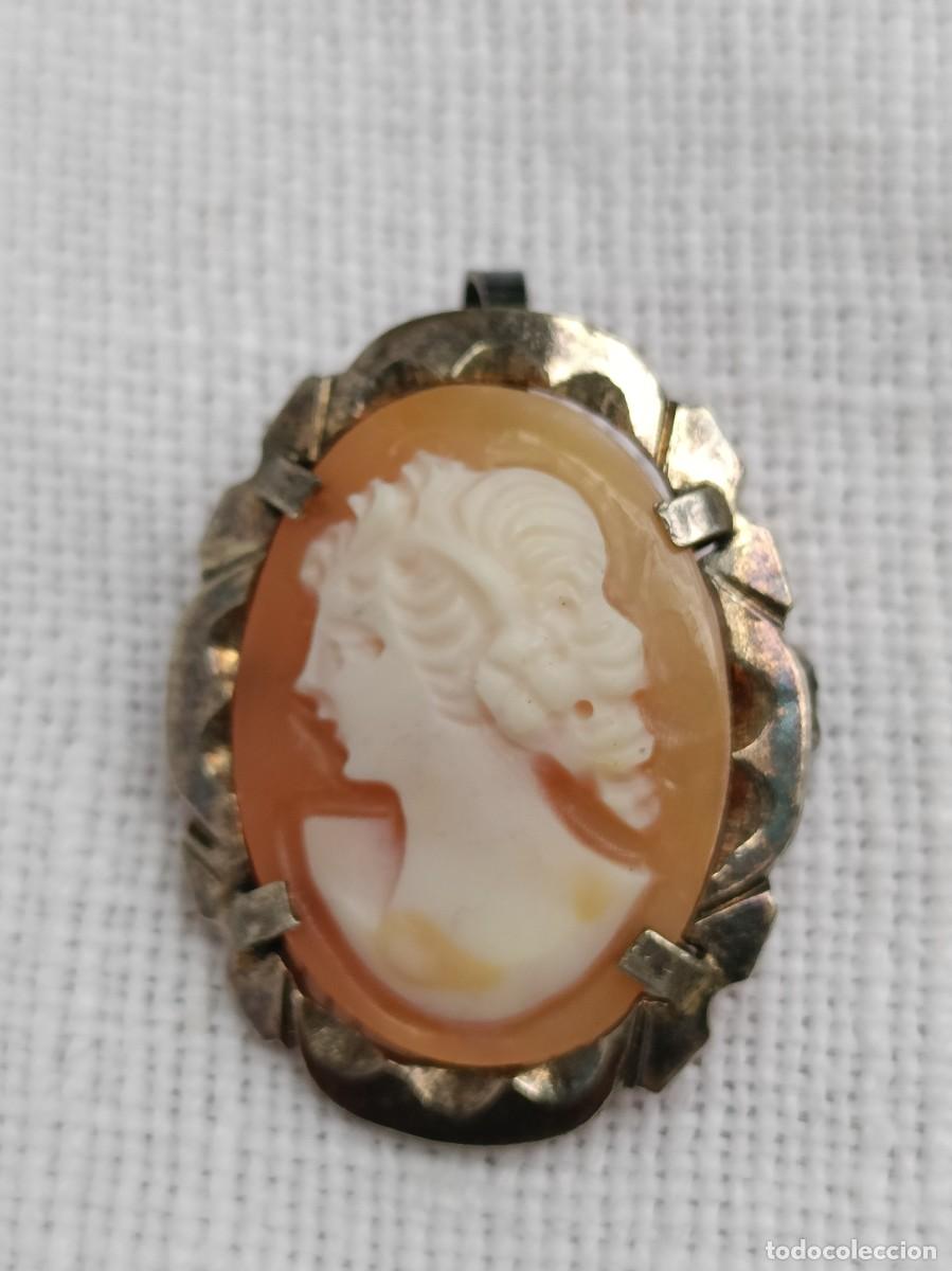 Joyeria: Antiguo camafeo de concha natural y plata - Foto 2