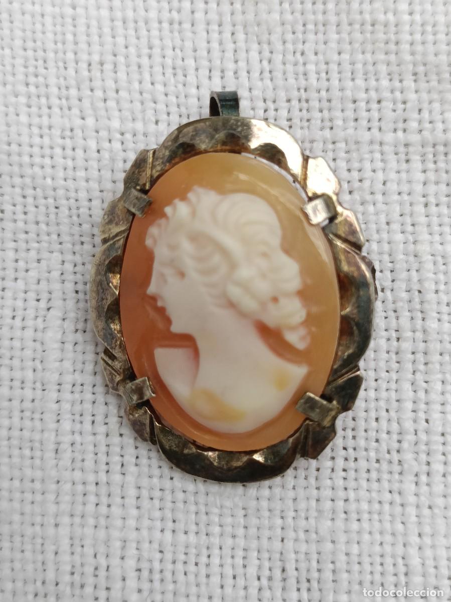 Joyeria: Antiguo camafeo de concha natural y plata - Foto 3