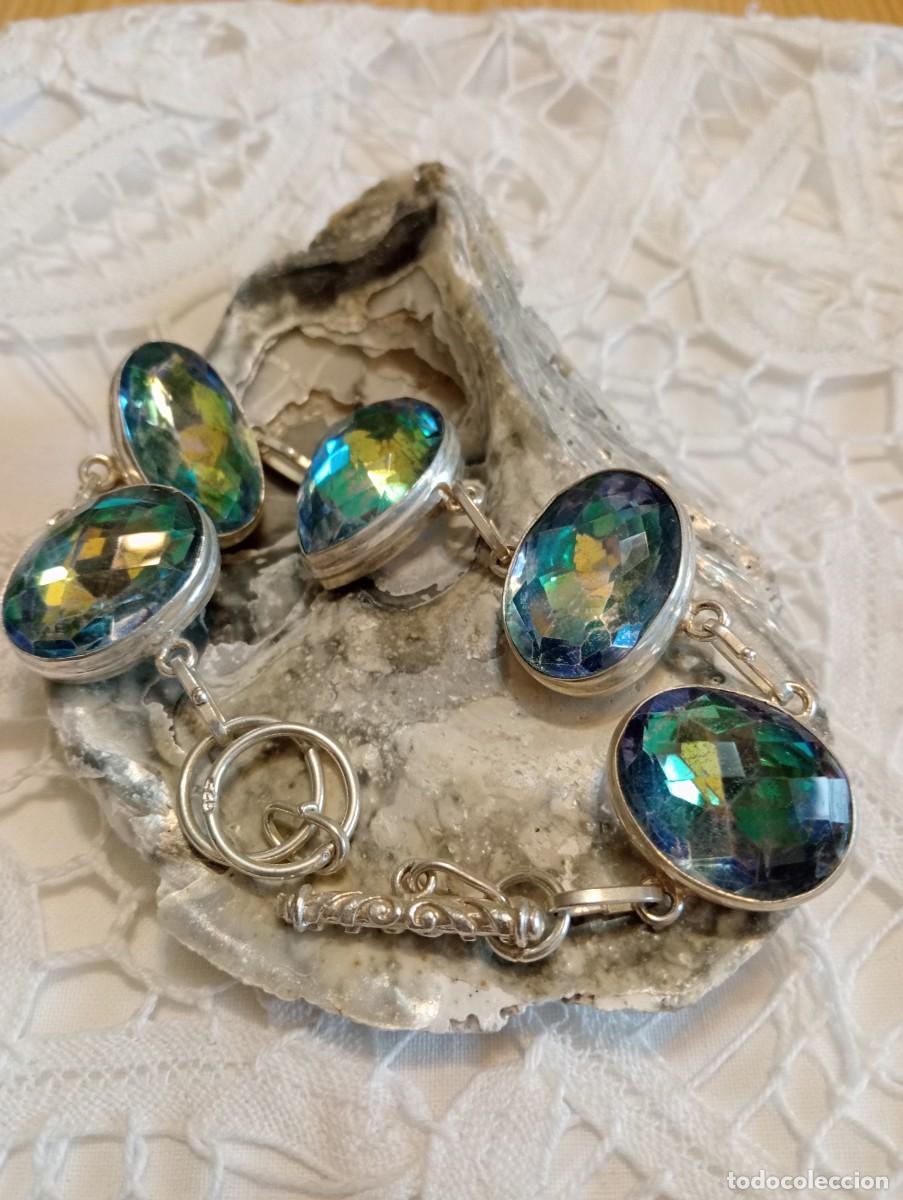 Joyeria: IMPONENTE PULSERA ANTIGUA DE PLATA MACIZA Y TOPACIO M&Iacute;STICO (SIN USAR) - Foto 1
