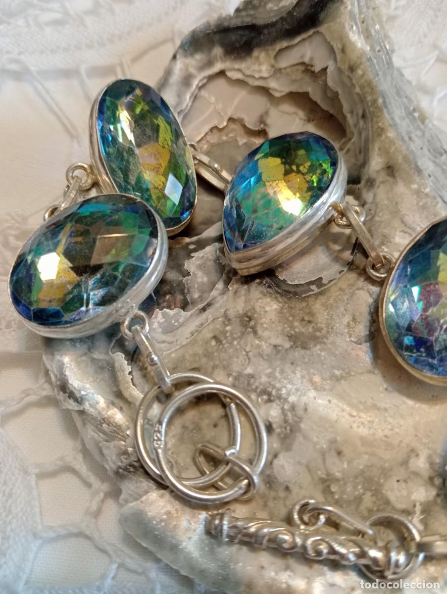 Joyeria: IMPONENTE PULSERA ANTIGUA DE PLATA MACIZA Y TOPACIO M&Iacute;STICO (SIN USAR) - Foto 2