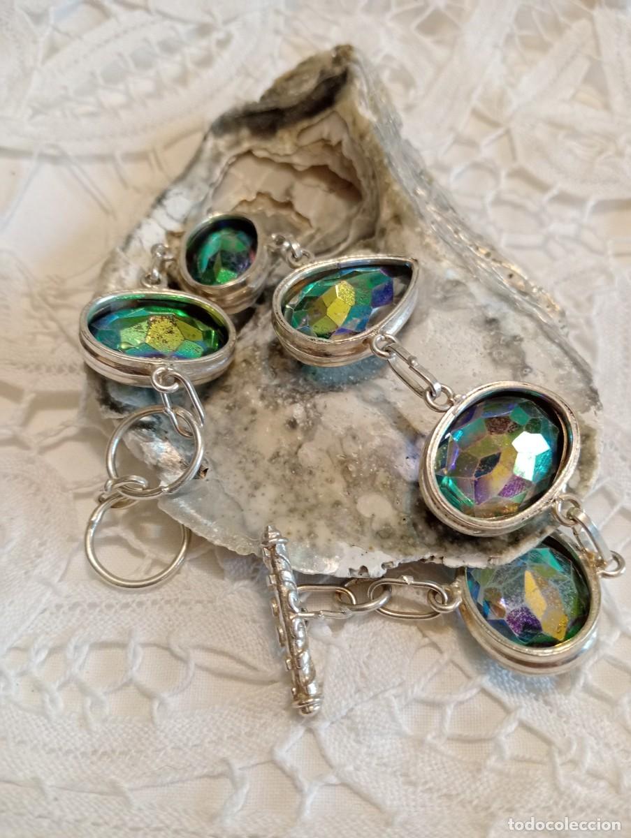 Joyeria: IMPONENTE PULSERA ANTIGUA DE PLATA MACIZA Y TOPACIO M&Iacute;STICO (SIN USAR) - Foto 3