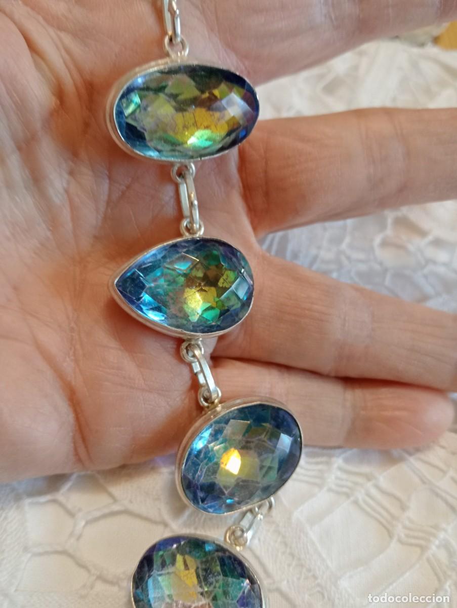 Joyeria: IMPONENTE PULSERA ANTIGUA DE PLATA MACIZA Y TOPACIO M&Iacute;STICO (SIN USAR) - Foto 5