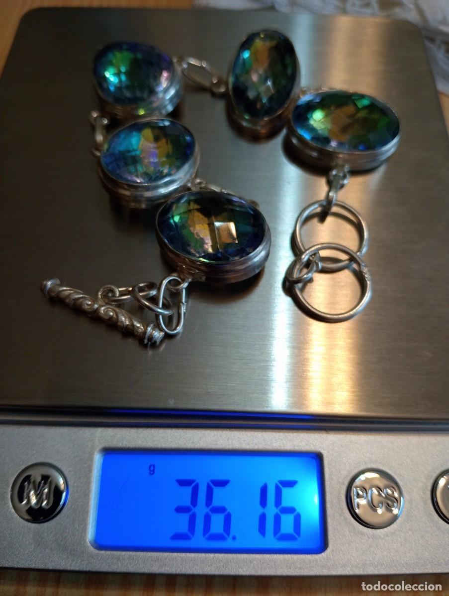 Joyeria: IMPONENTE PULSERA ANTIGUA DE PLATA MACIZA Y TOPACIO M&Iacute;STICO (SIN USAR) - Foto 6