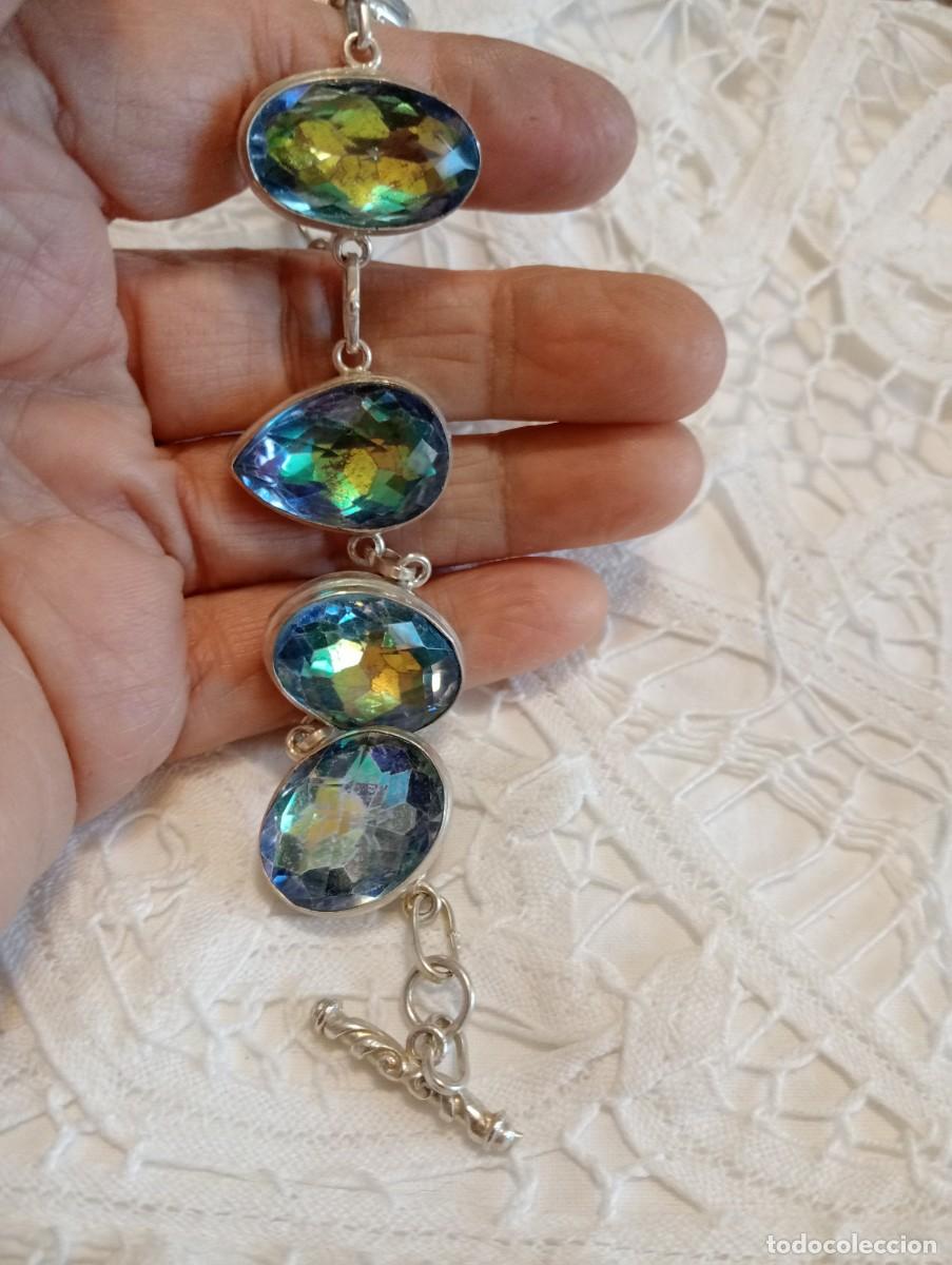 Joyeria: IMPONENTE PULSERA ANTIGUA DE PLATA MACIZA Y TOPACIO M&Iacute;STICO (SIN USAR) - Foto 7