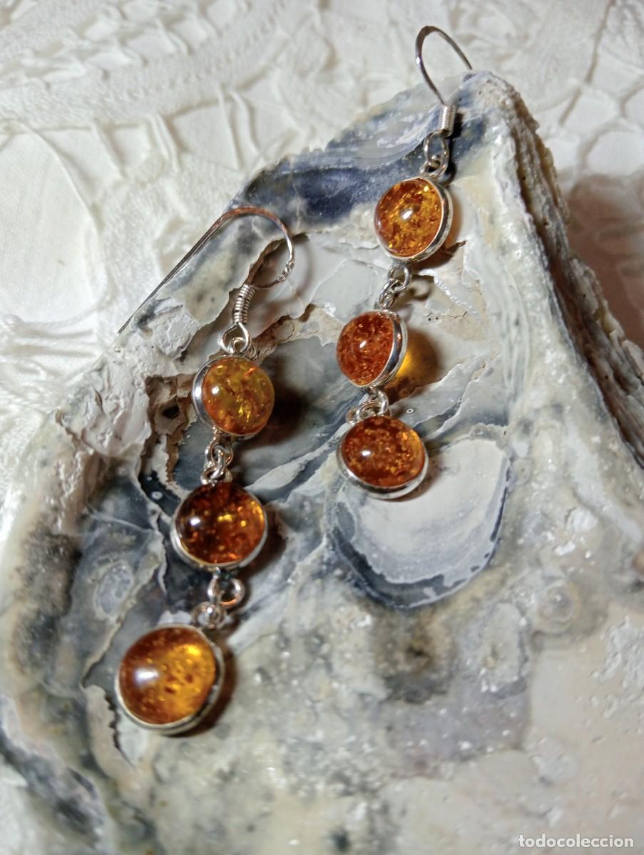 Joyeria: PENDIENTES DE AMBAR DEL B&Aacute;LTICO Y PLATA MACIZA (SIN USAR) - Foto 1