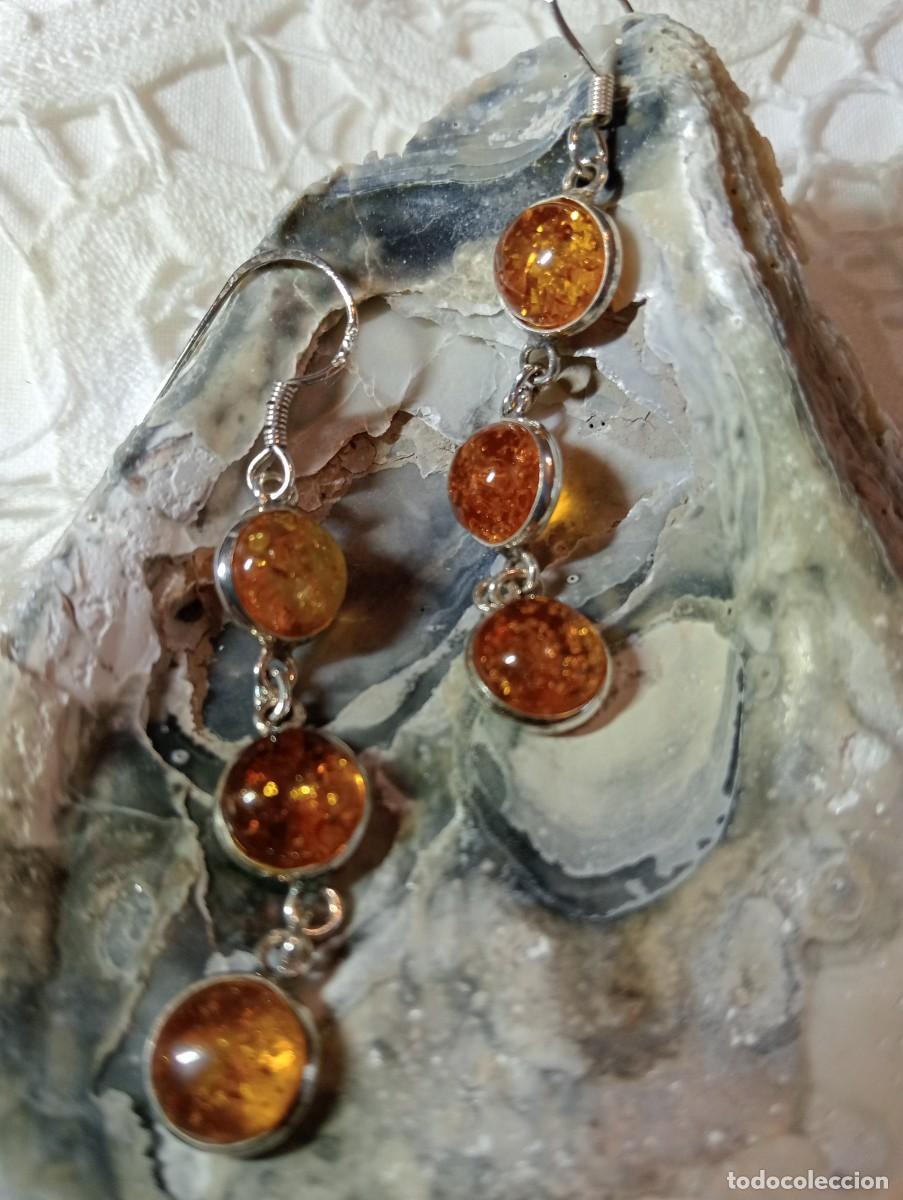 Joyeria: PENDIENTES DE AMBAR DEL B&Aacute;LTICO Y PLATA MACIZA (SIN USAR) - Foto 2