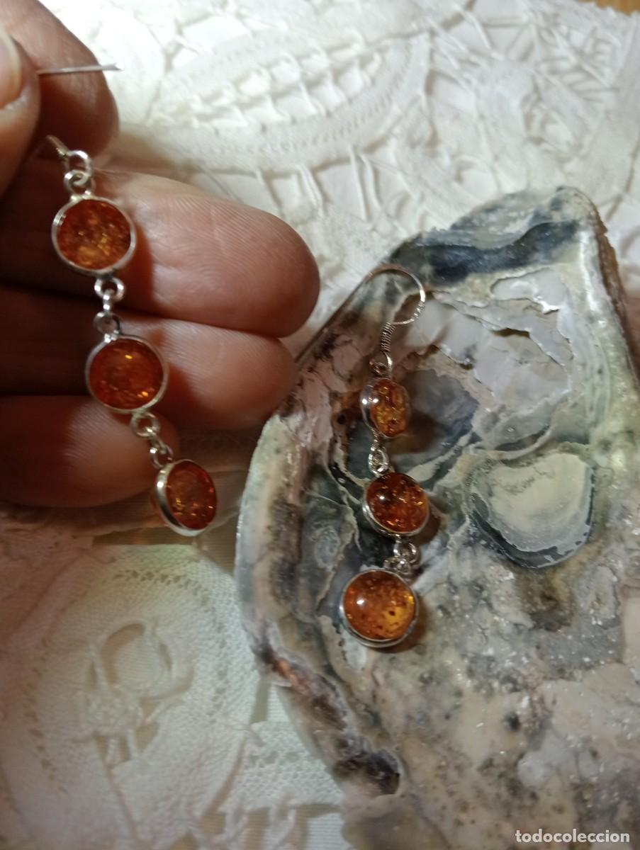 Joyeria: PENDIENTES DE AMBAR DEL B&Aacute;LTICO Y PLATA MACIZA (SIN USAR) - Foto 3