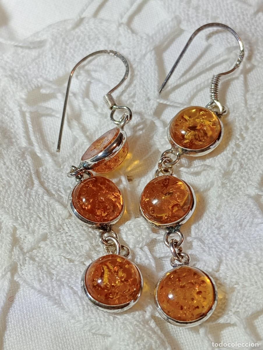 Joyeria: PENDIENTES DE AMBAR DEL B&Aacute;LTICO Y PLATA MACIZA (SIN USAR) - Foto 4