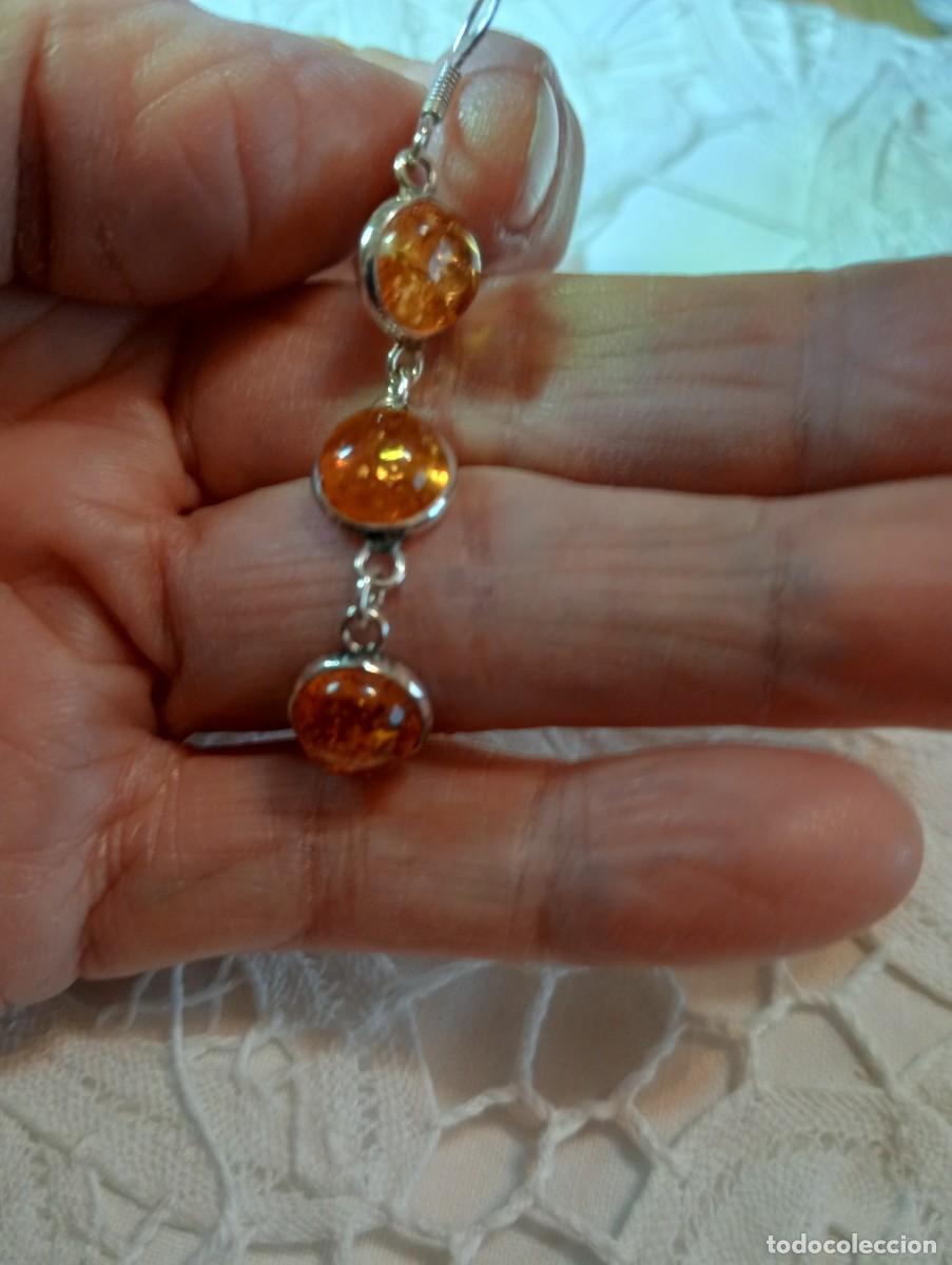 Joyeria: PENDIENTES DE AMBAR DEL B&Aacute;LTICO Y PLATA MACIZA (SIN USAR) - Foto 5
