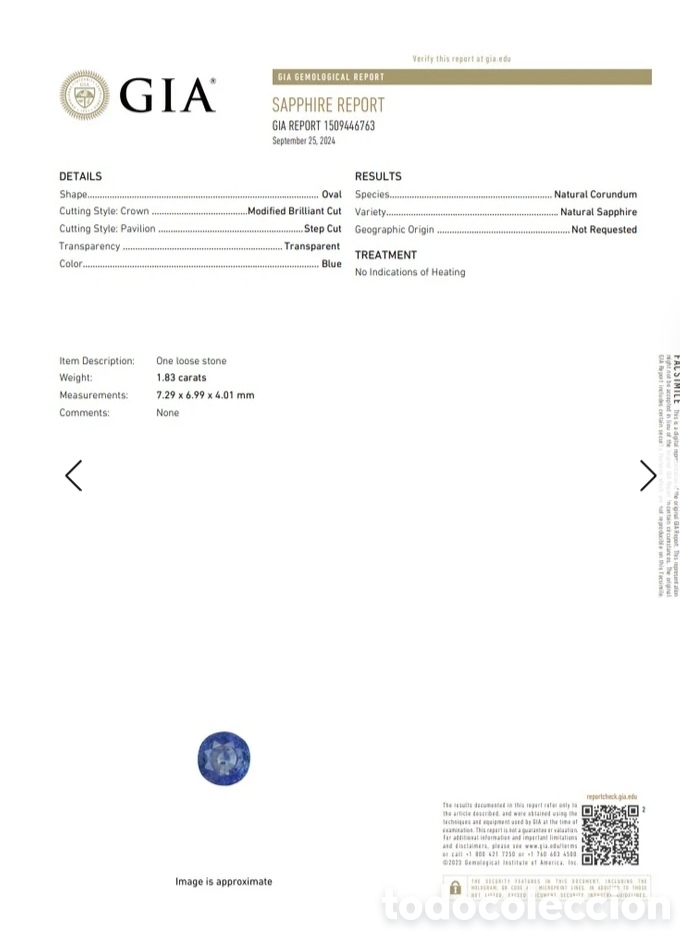 Joyeria: ZAFIRO CEYLAN 1,83 CTS GIA CERTIFICADO - Foto 2