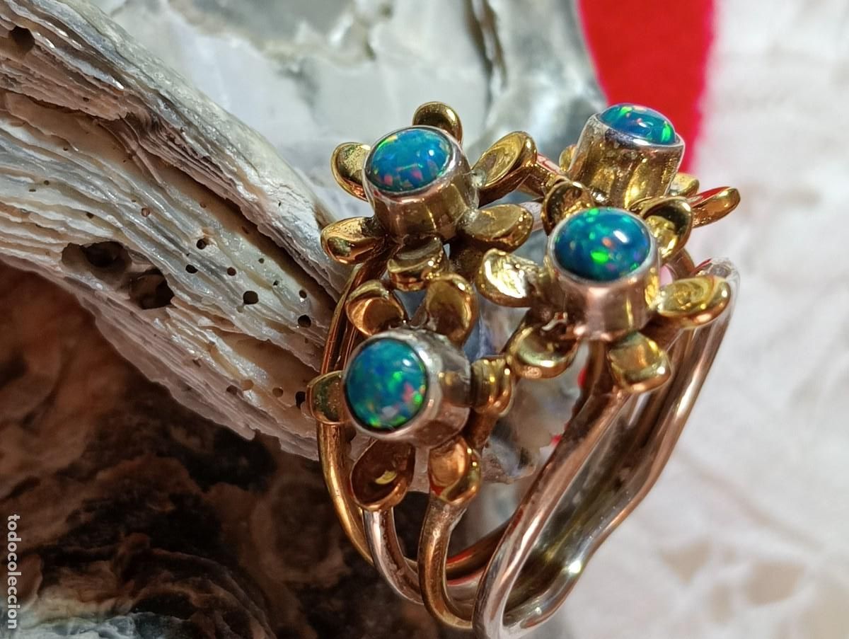 Joyeria: ANILLO VINTAGE DE PLATA MACIZA Y &Oacute;PALOS (SIN USAR)