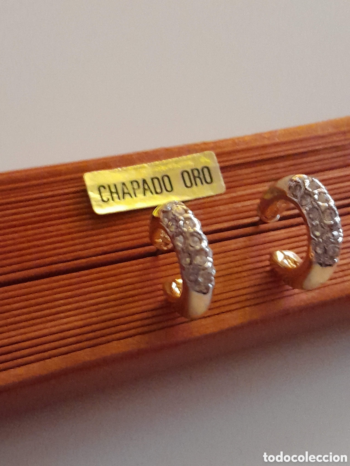 Joyeria: PENDIENTES ARGOLLA DE CRISTAL. CHAPADO EN ORO - Foto 2