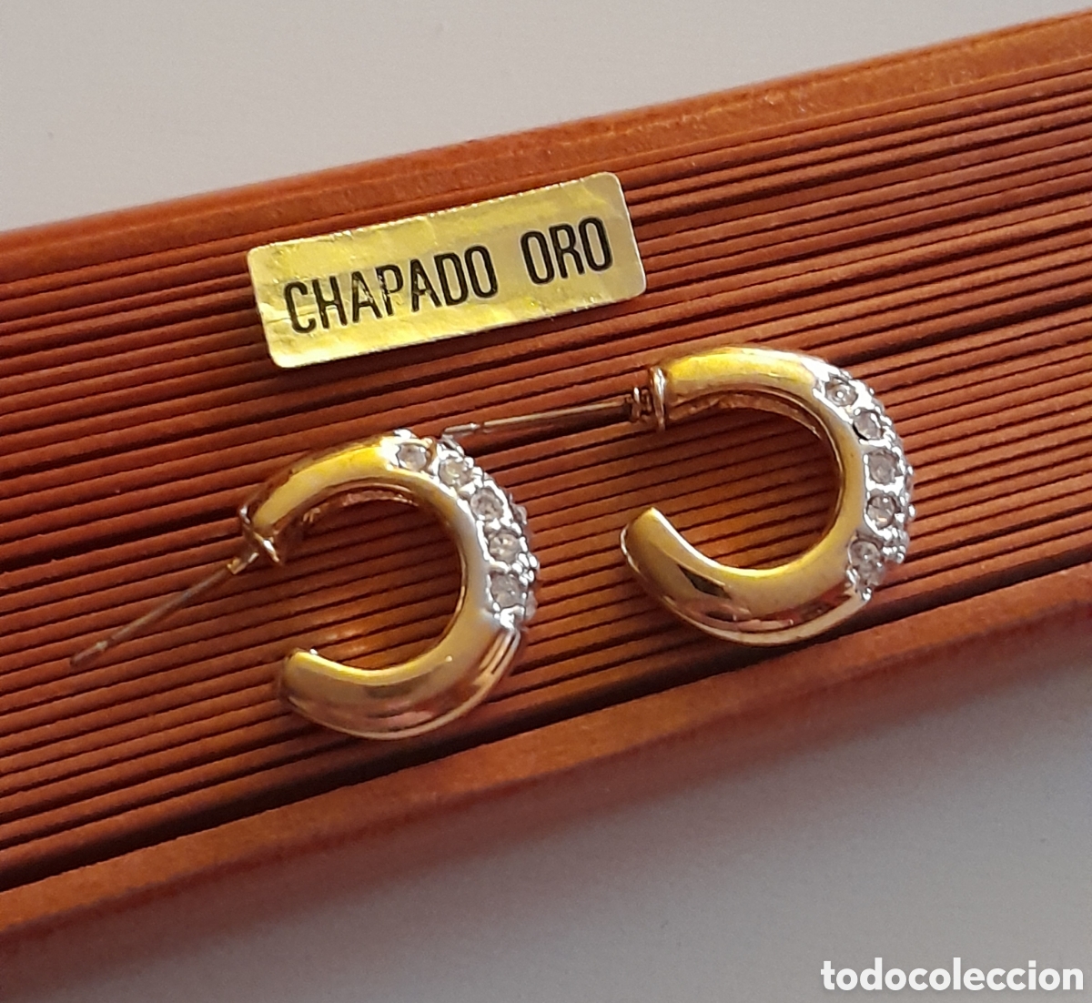 Joyeria: PENDIENTES ARGOLLA DE CRISTAL. CHAPADO EN ORO - Foto 3