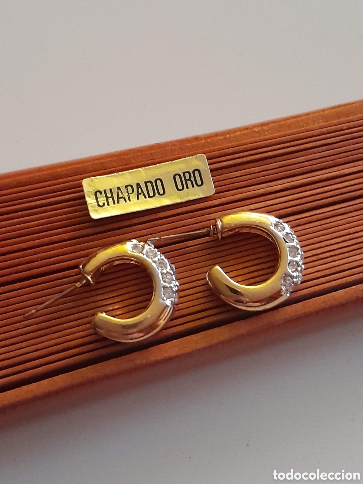 Joyeria: PENDIENTES ARGOLLA DE CRISTAL. CHAPADO EN ORO - Foto 4