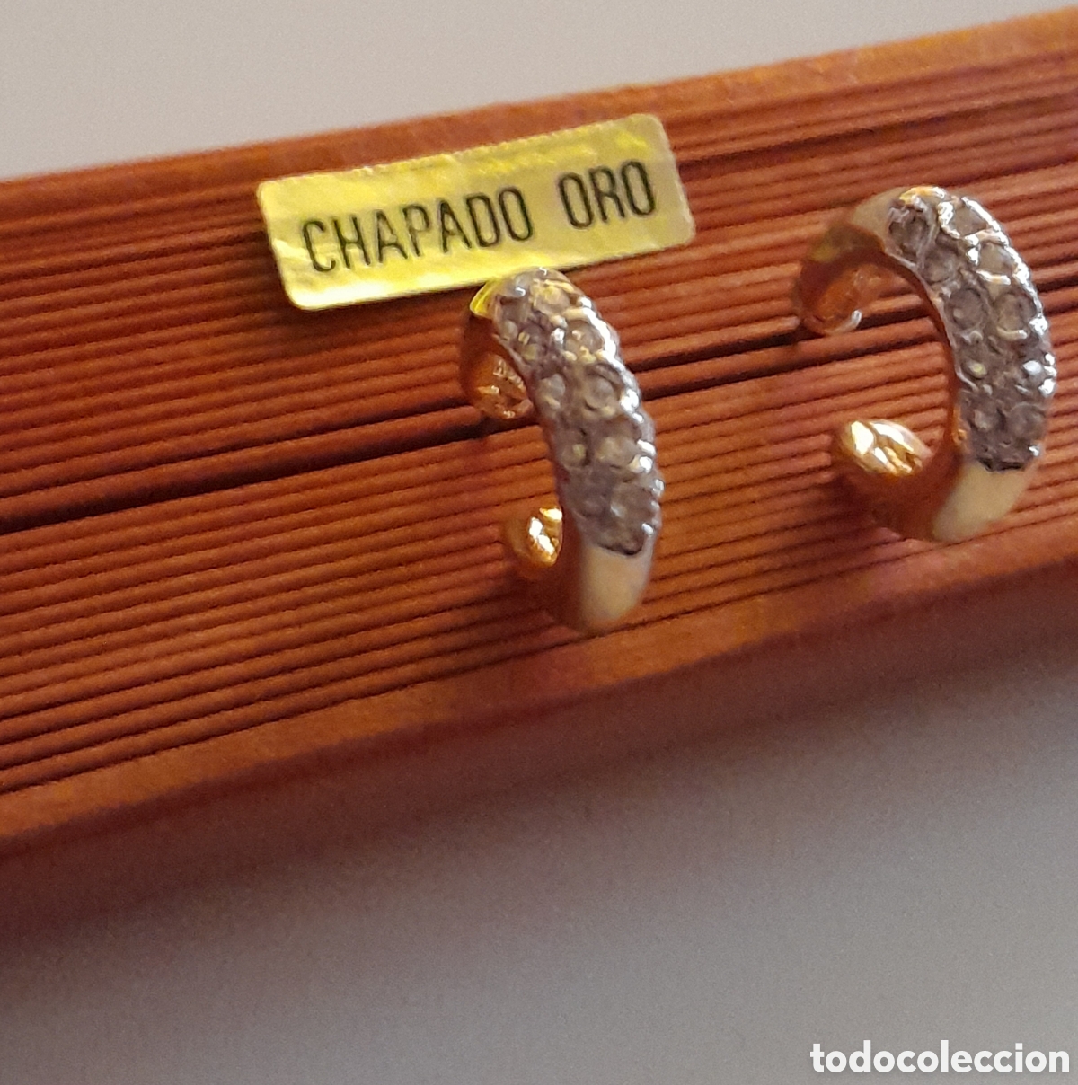Joyeria: PENDIENTES ARGOLLA DE CRISTAL. CHAPADO EN ORO - Foto 5