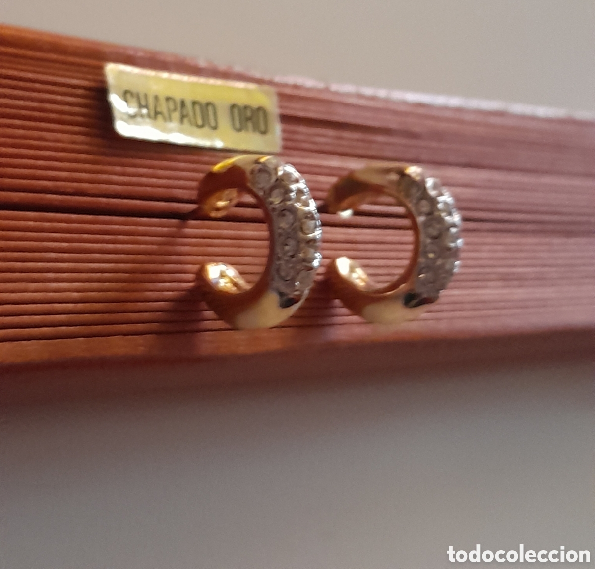 Joyeria: PENDIENTES ARGOLLA DE CRISTAL. CHAPADO EN ORO - Foto 8
