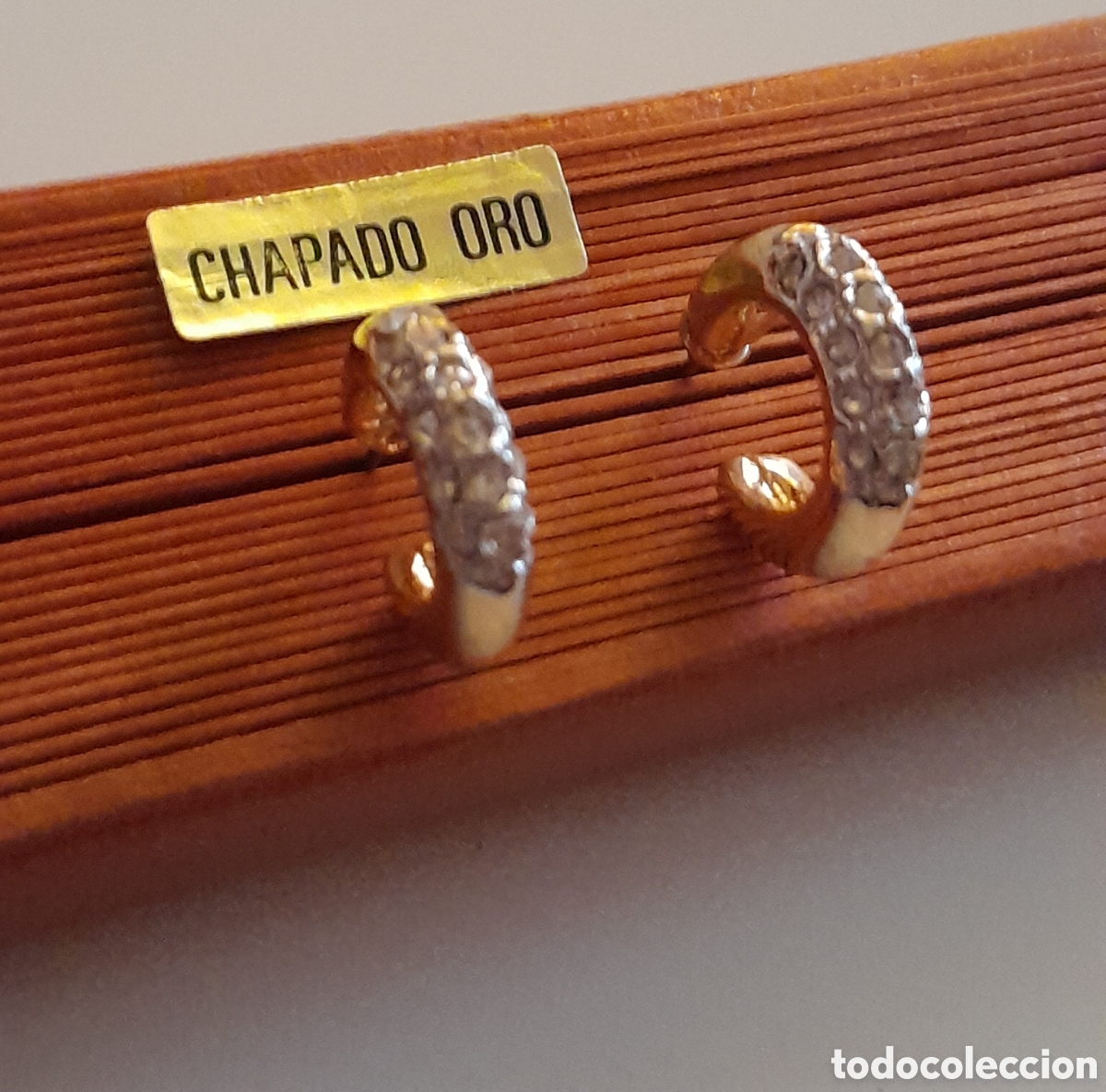 Joyeria: PENDIENTES ARGOLLA DE CRISTAL. CHAPADO EN ORO - Foto 1
