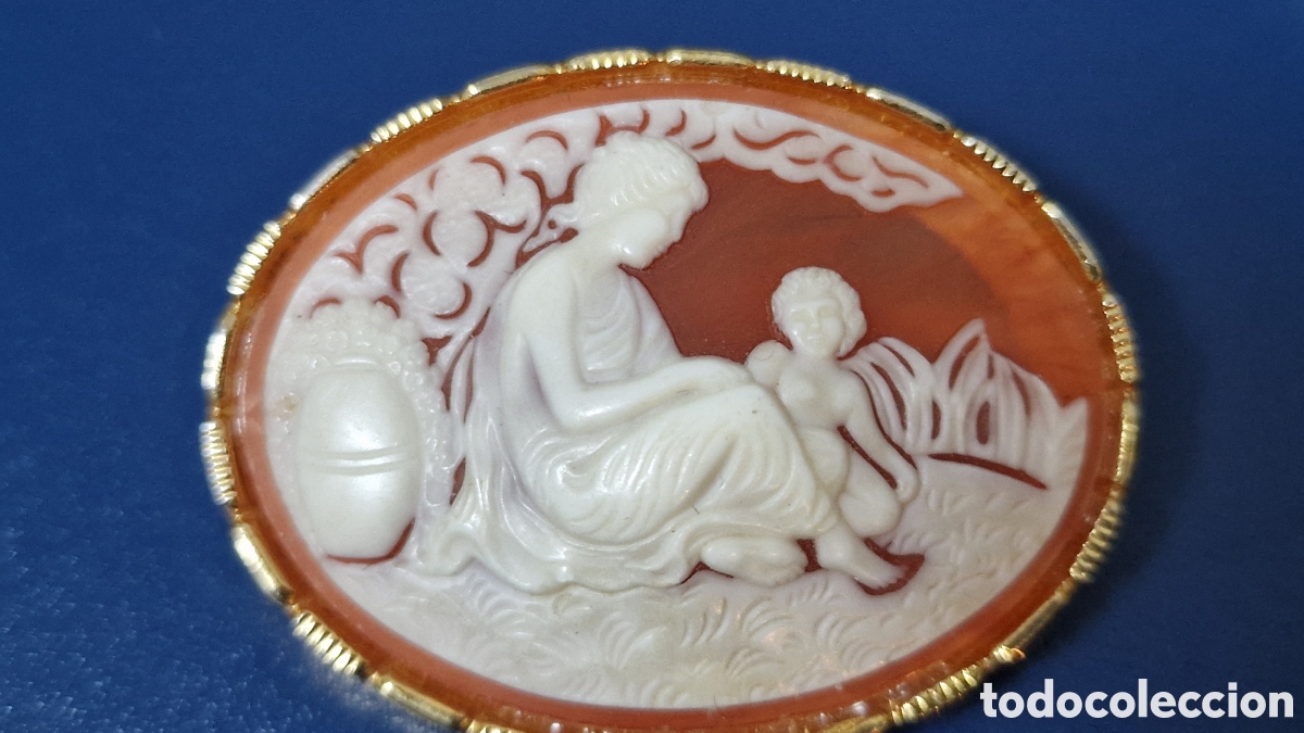 Joyeria: Antiguo camafeo broche escena en r&iacute;o - Foto 6