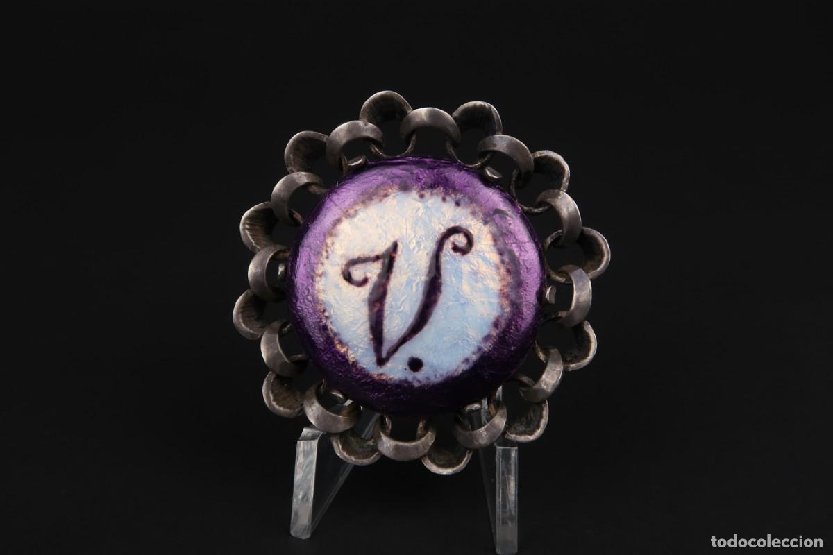 Joyeria: Antiguo Broche de Plata y Esmaltes - Foto 2